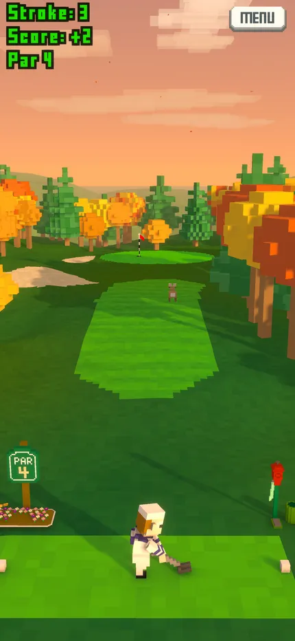 Gameplay: an autumn hole under orange trees