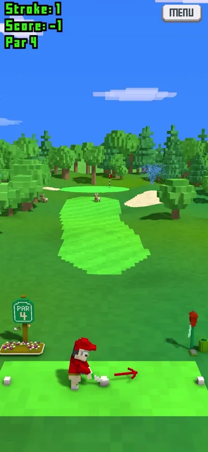 App Preview trailer: a voxel golfer lines up a shot on a bright fairway